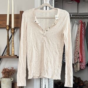 aerie NWT Women's Cream Henley Top
